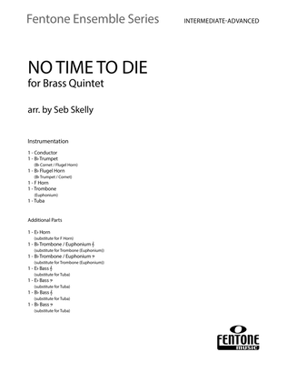 Book cover for No Time to Die (for Brass Quintet) (arr. Seb Skelly) - Full Score