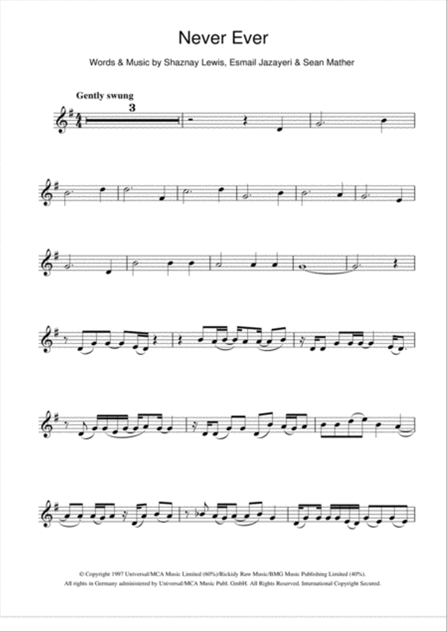 Never Ever Never Ever Clarinet Solo scores gallery preview page 1