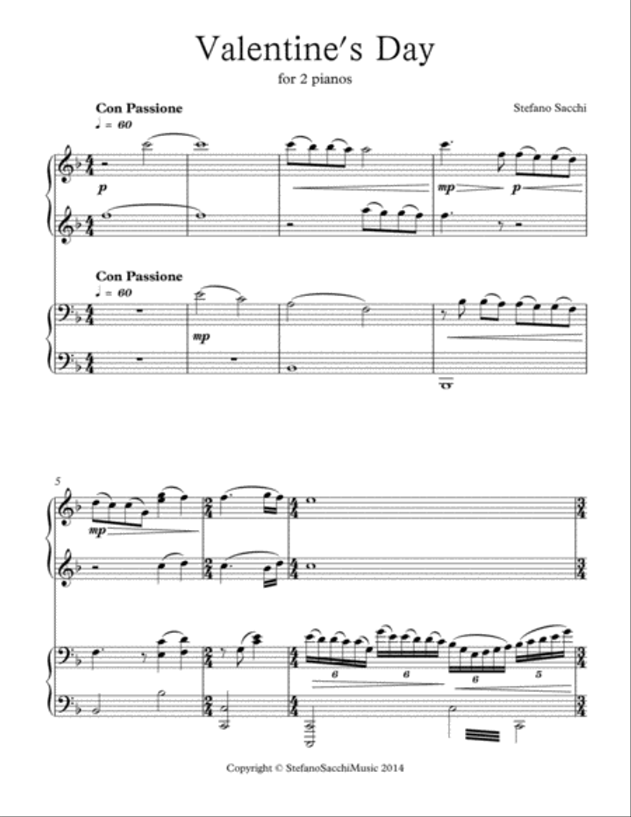 Valentine's Day - for Piano Four-Hands Piano Duet scores gallery preview page 1
