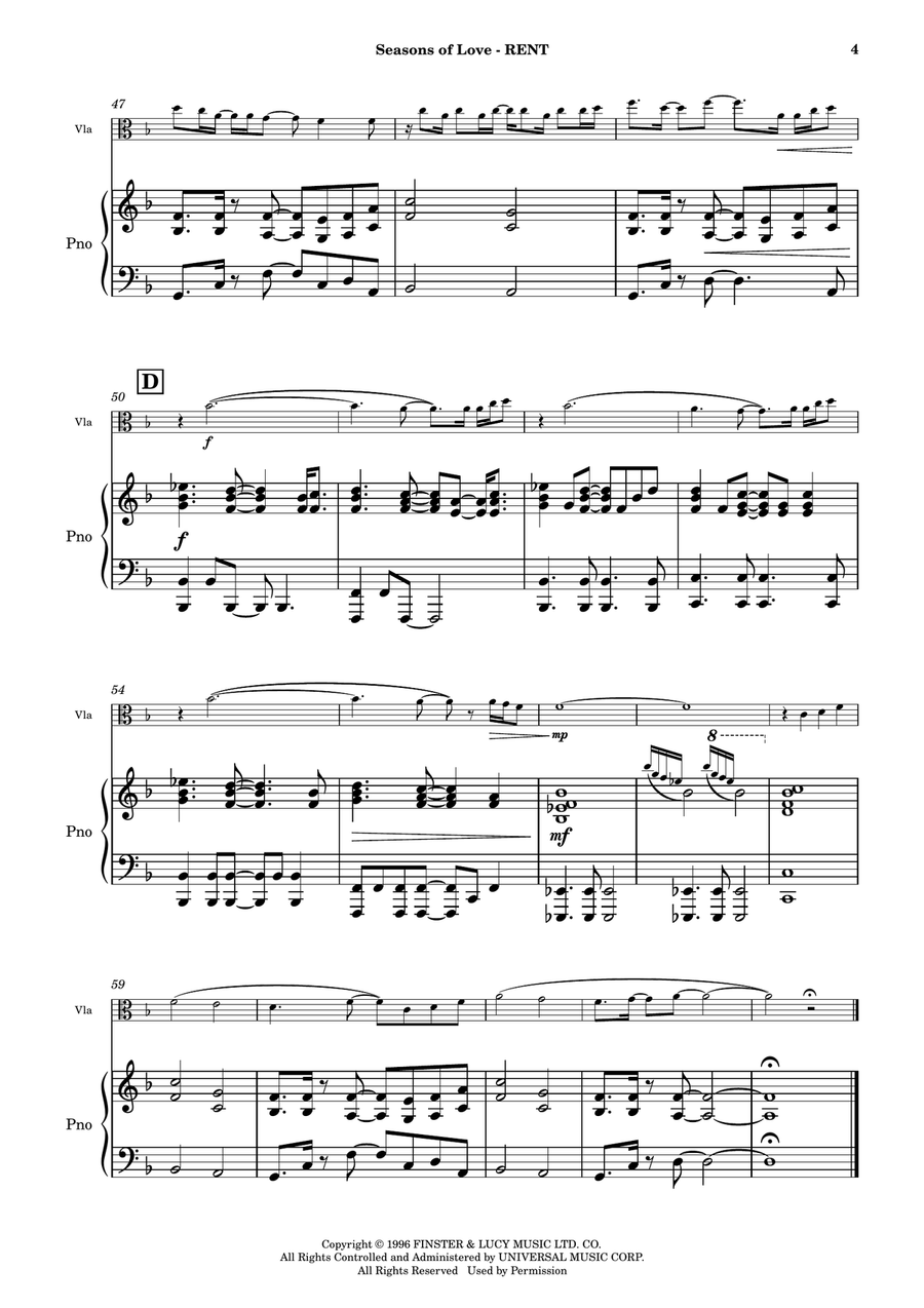 Seasons Of Love Viola scores gallery preview page 5