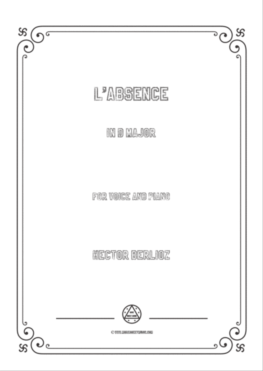 Berlioz-L'absence in D Major,for voice and piano Berlioz-L'absence in D Major,for voice and piano Voice Solo scores gallery preview page 1