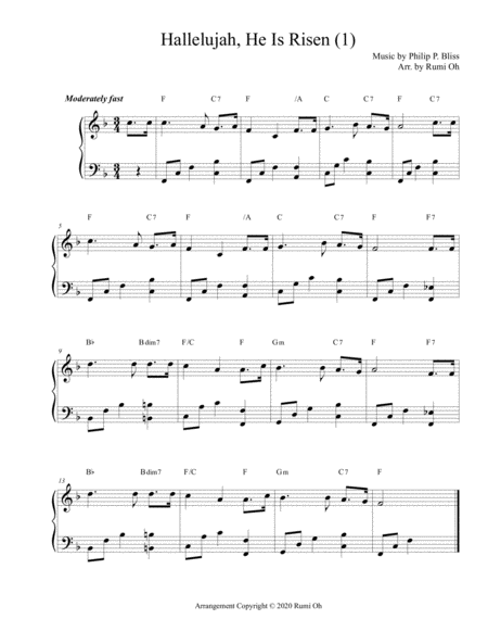 [Hallelujah, He is Risen] Favorite hymns arrangements with 3 levels of difficulties for beginner and image number null