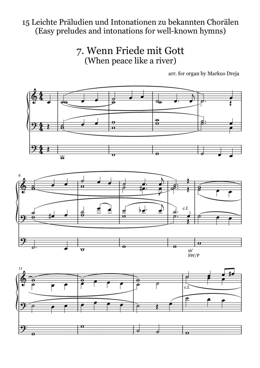 Easy Organ Preludes - leichte Orgelpräludien | Wenn Friede mit Gott - When peace like a river image number null