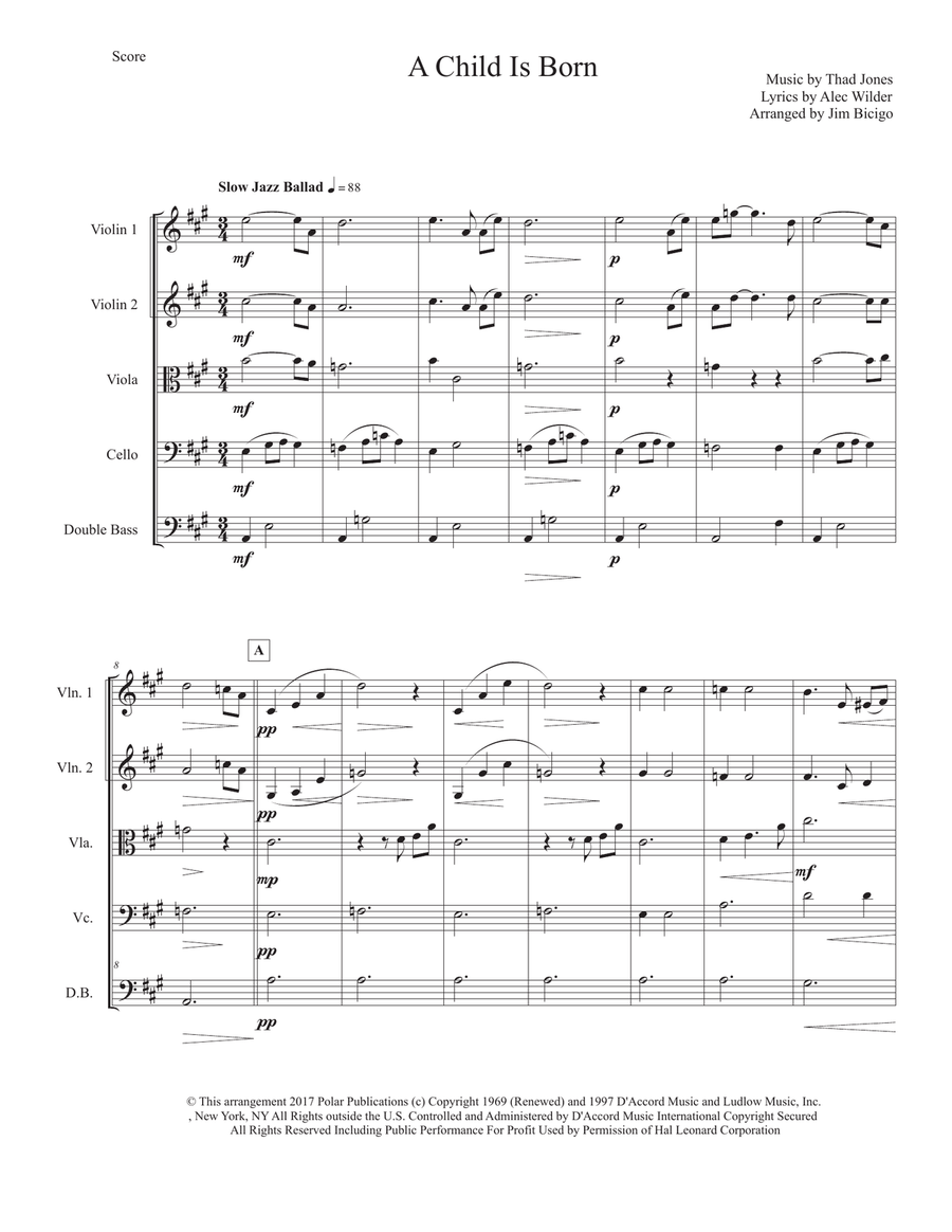 A Child Is Born A Child Is Born String Quintet scores gallery preview page 1