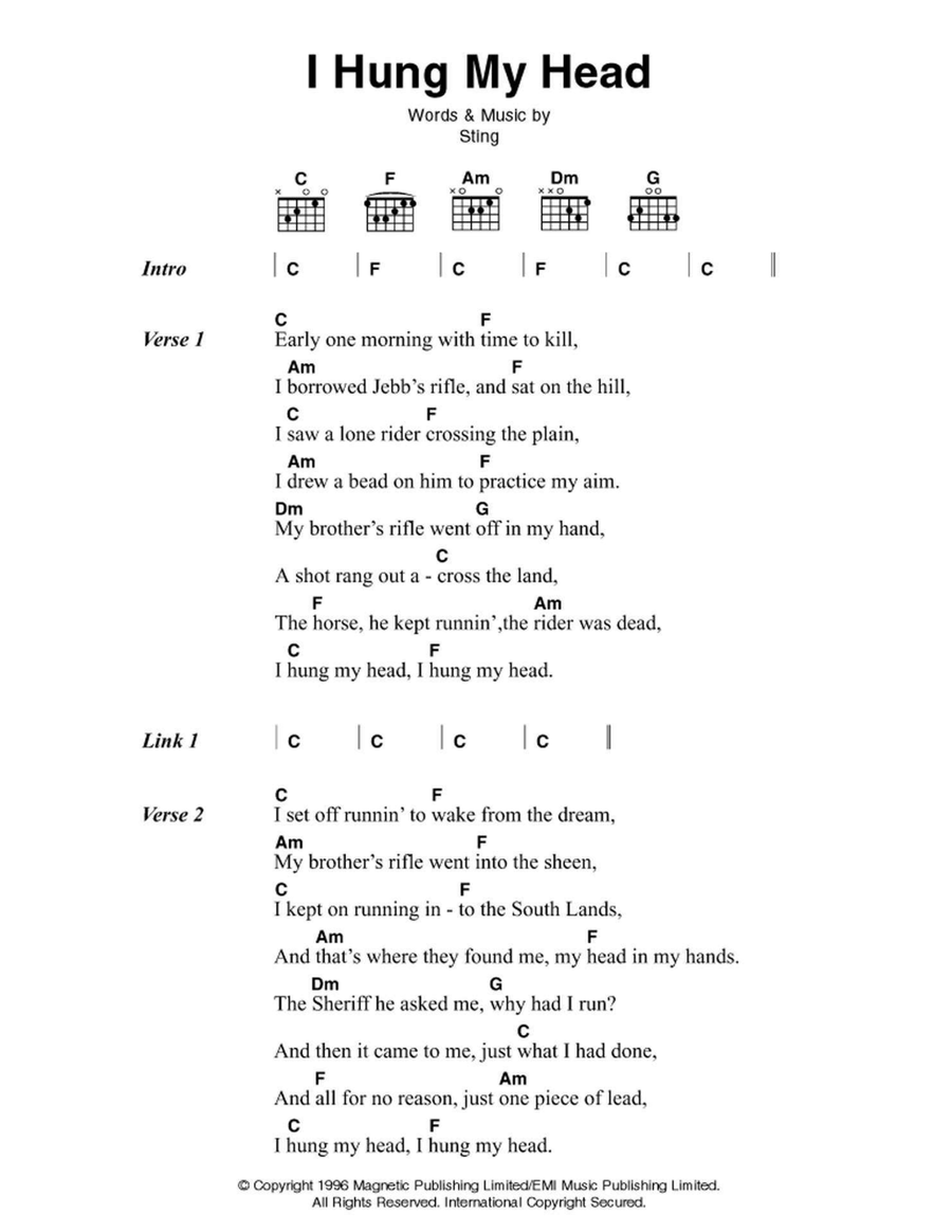I Hung My Head Electric Guitar scores gallery preview page 1