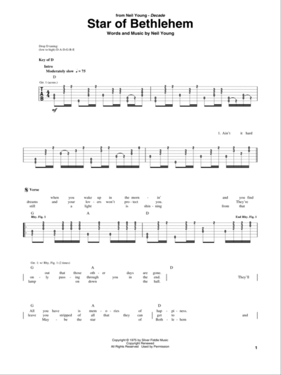 Star Of Bethlehem Star Of Bethlehem Guitar scores gallery preview page 1