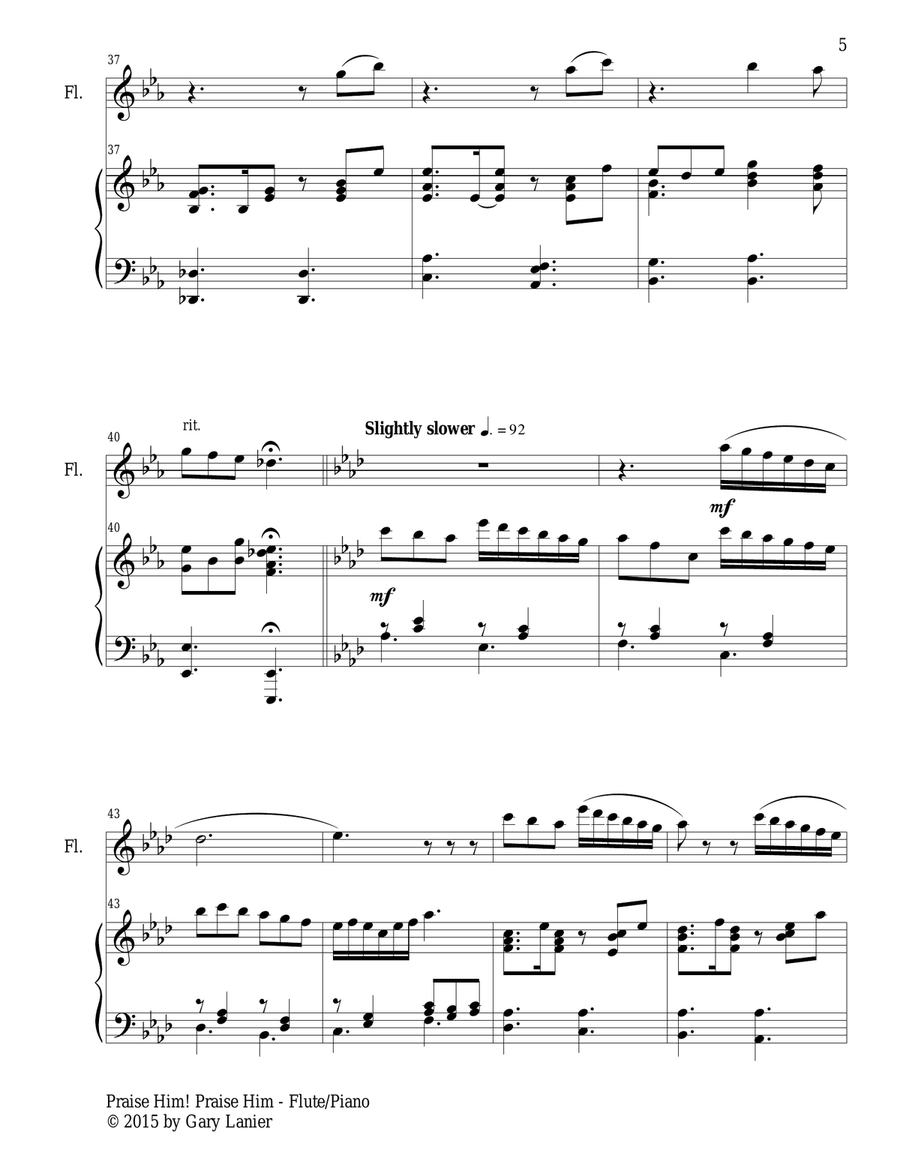 PRAISE HIM! PRAISE HIM! (Duet – Flute and Piano/Score and Parts) Woodwind Duet scores gallery preview page 6