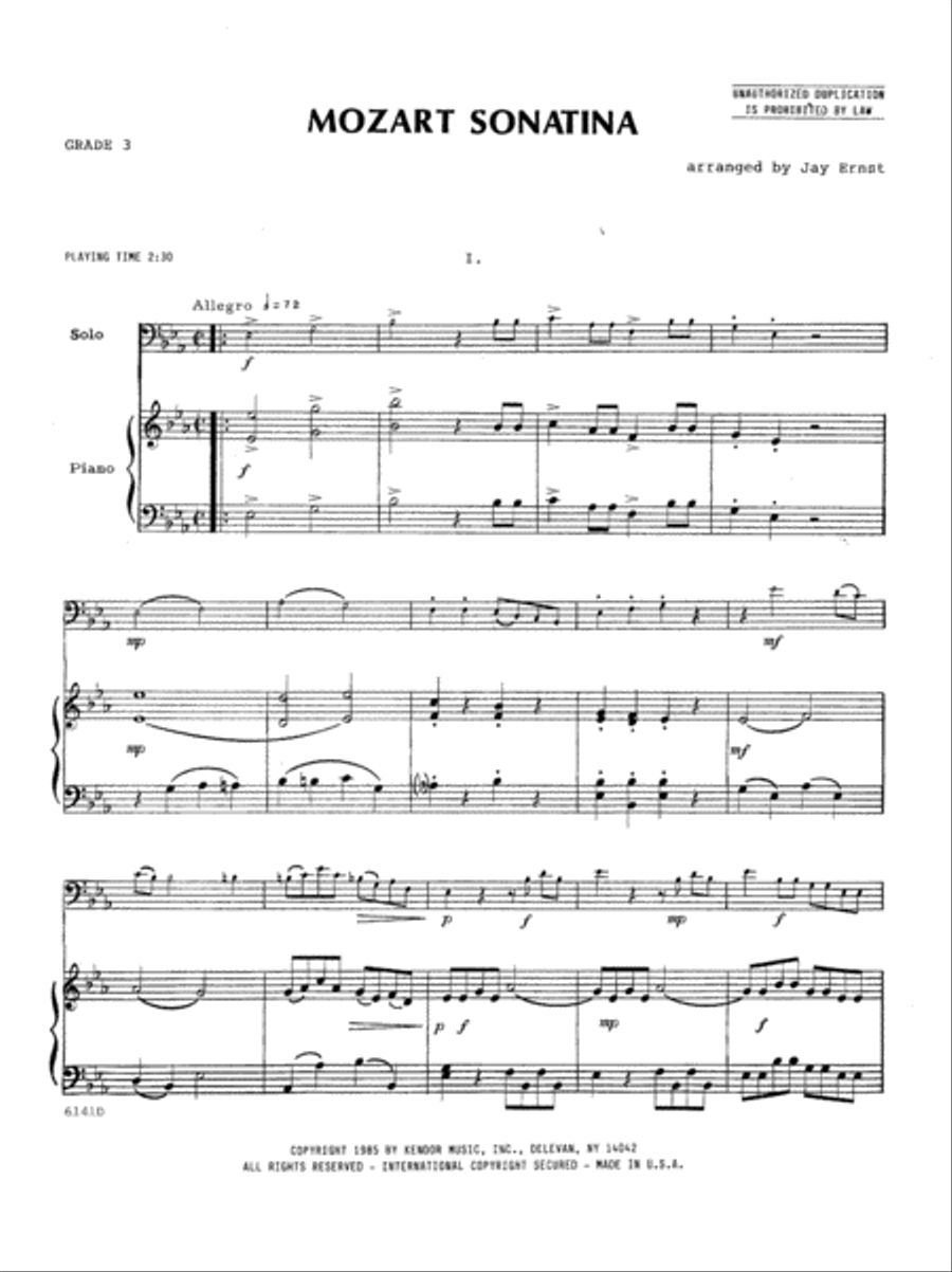 Mozart sonatina shop trombone