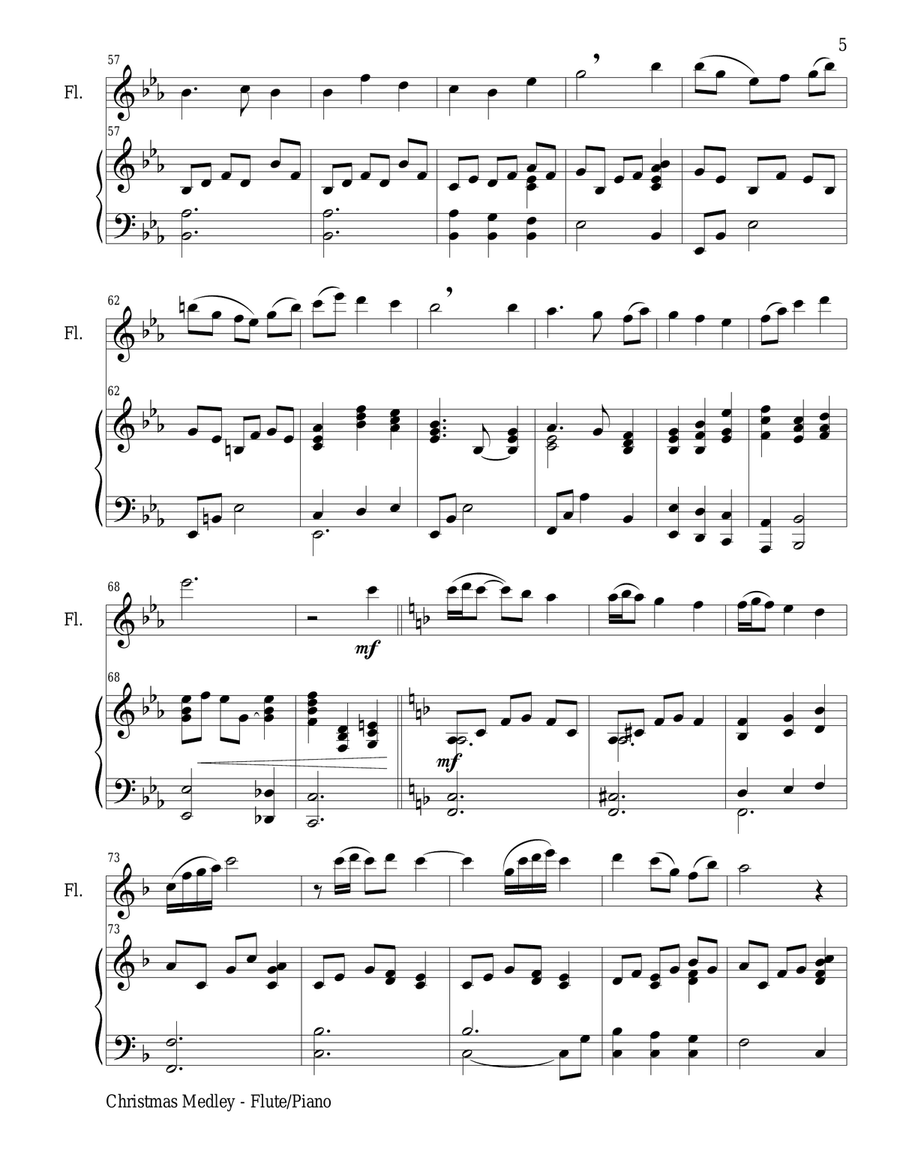 CHRISTMAS JOY MEDLEY (Flute/Piano and Flute Part) Flute Solo scores gallery preview page 5