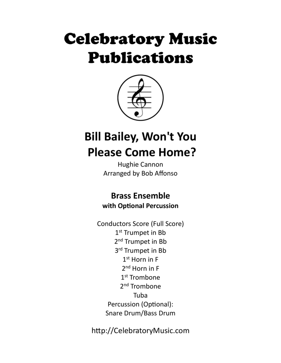 Bill Bailey, Won't You Please Come Home? Brass Ensemble scores gallery preview page 1