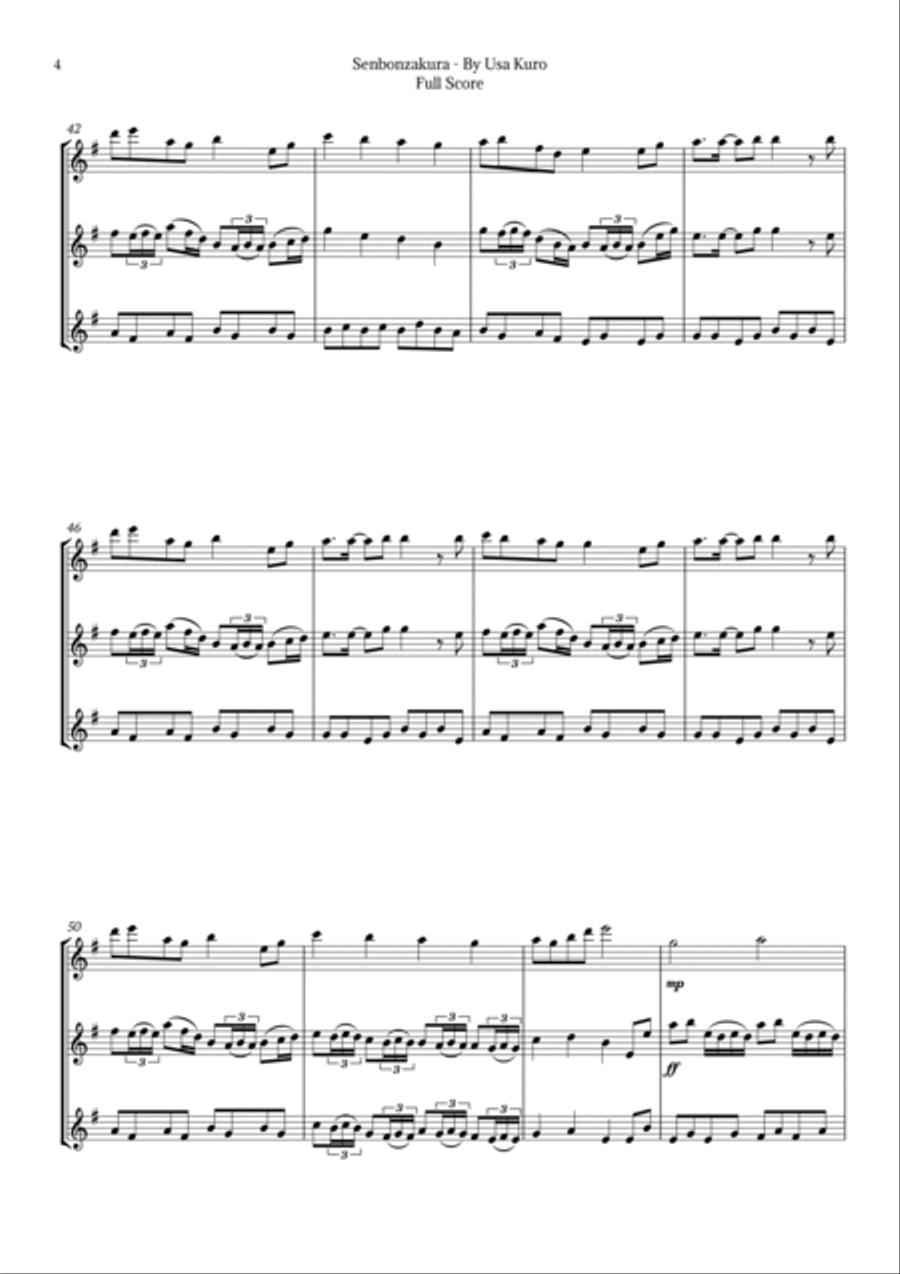 Senbonzakura Woodwind Trio scores gallery preview page 4