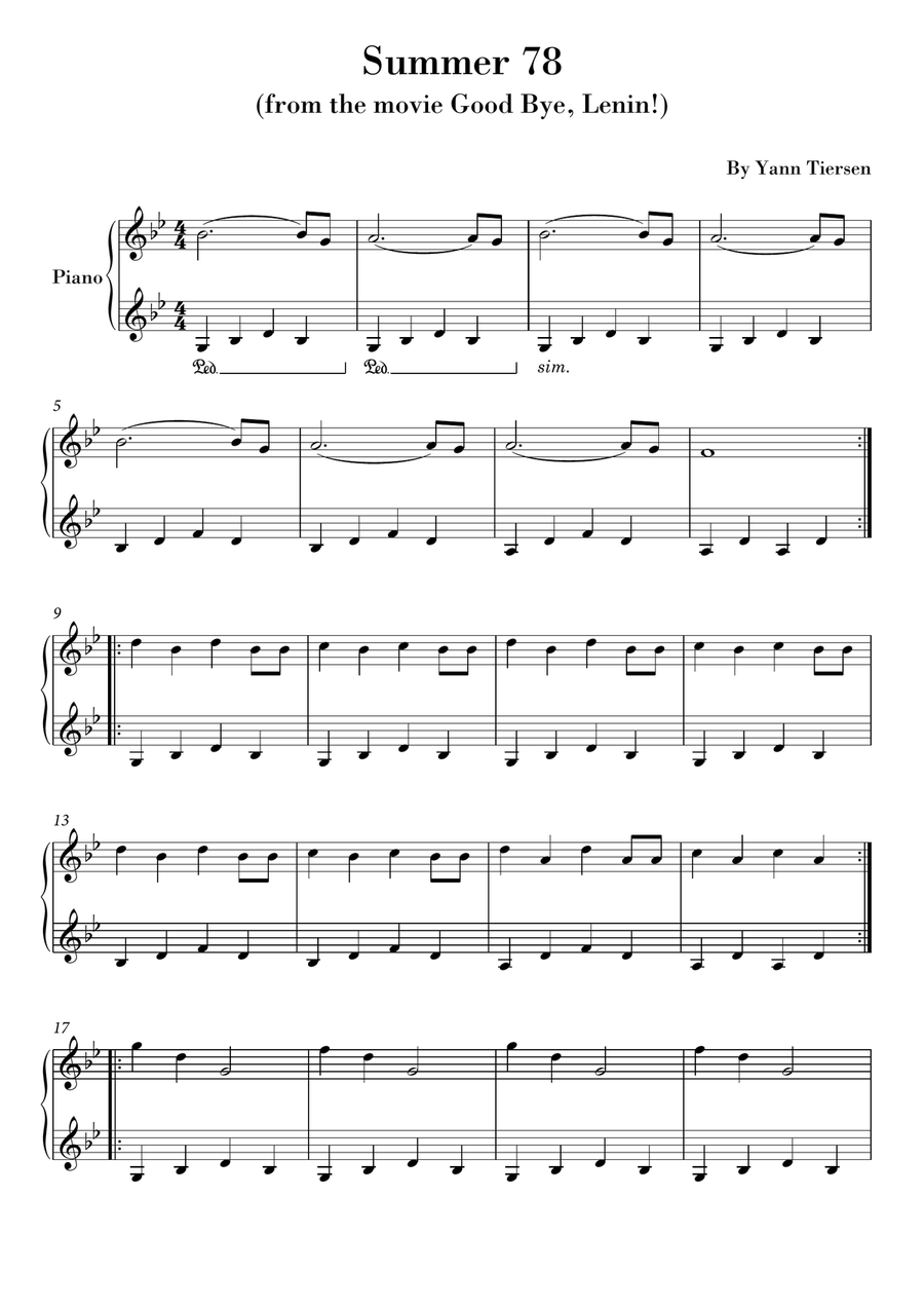 Summer 78 Easy Piano scores gallery preview page 1