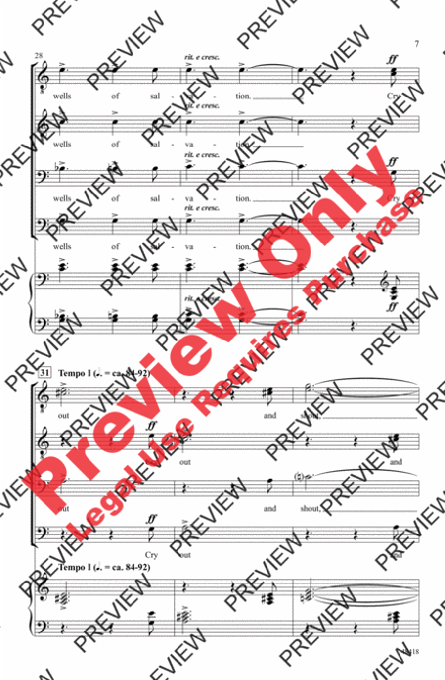 Cry Out and Shout Men's Choir scores gallery preview page 7