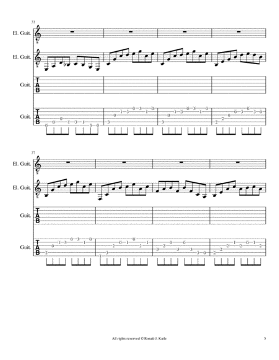 Fantasy in C Guitar Tablature scores gallery preview page 6