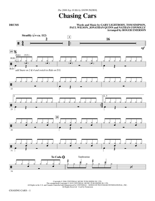 Book cover for Chasing Cars (arr. Roger Emerson) - Drums