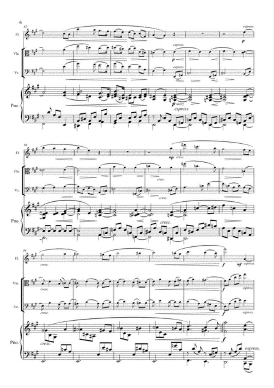 Brahms - Intermezzo Op.118 No.2 - Flute, Viola, Cello & Piano Flute scores gallery preview page 6