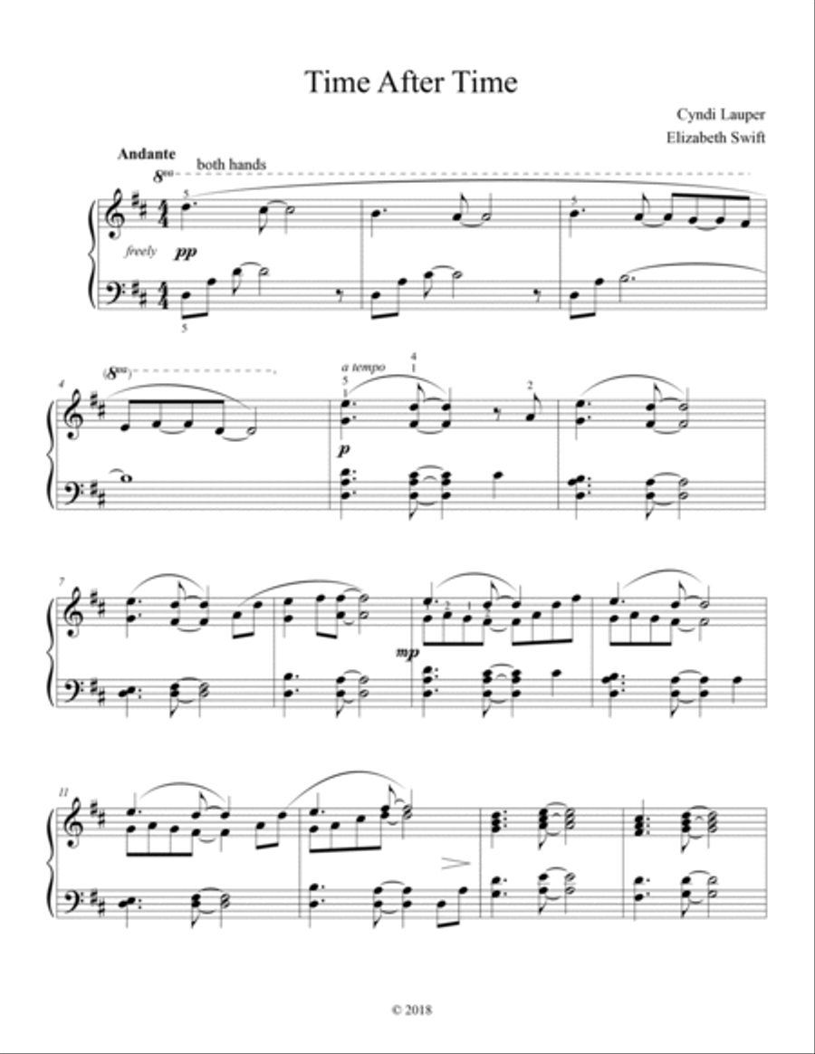 Time After Time Piano Solo scores gallery preview page 2