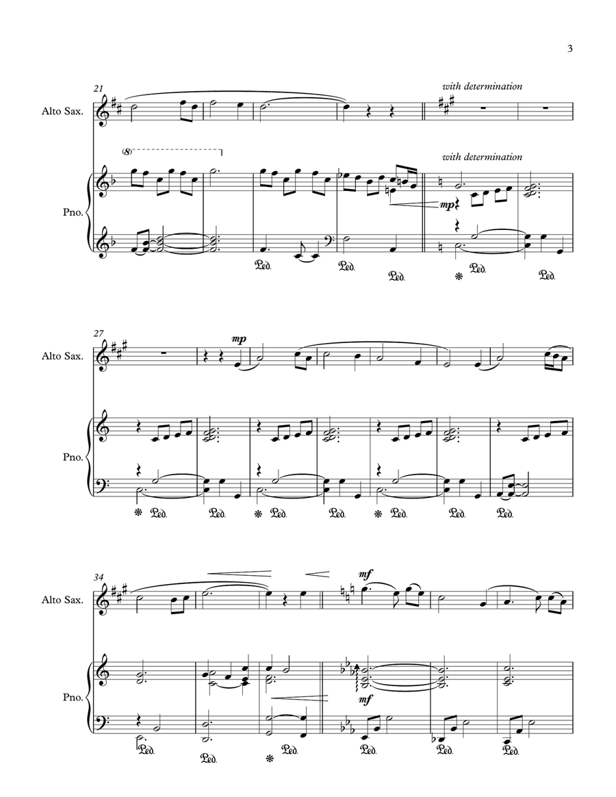 Amazing Grace (alto saxophone solo and piano) - Score & parts Alto Saxophone scores gallery preview page 3