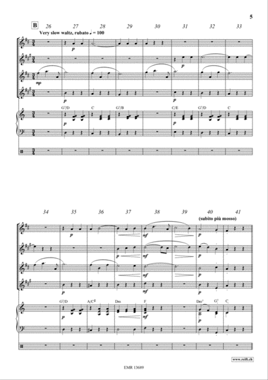 Emperor Waltz Saxophone Quartet scores gallery preview page 5
