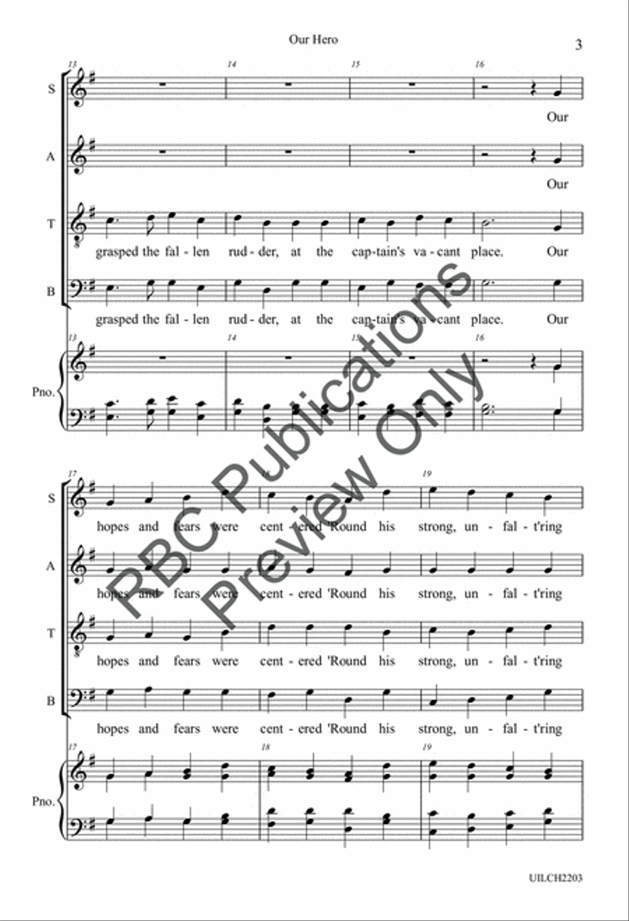 Our Hero (SATB) 4-Part scores gallery preview page 5