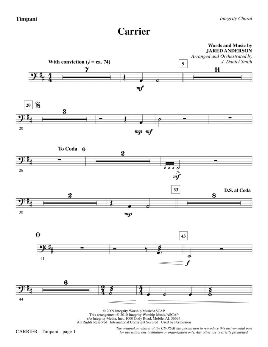 Carrier - Timpani Choir scores gallery preview page 1