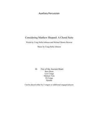 Book cover for Considering Matthew Shepard: A Choral Suite - Aux Percussion