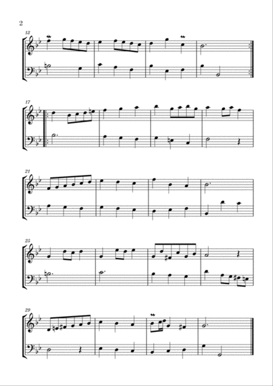 Bach - Minuet in G Minor (BWV Anhang 115) for Flute and Bassoon Woodwind Duet scores gallery preview page 2