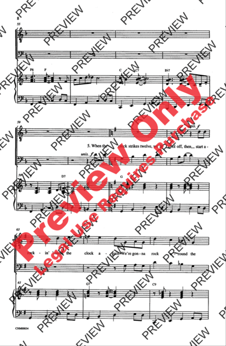 Rock Around the Clock Men's Choir scores gallery preview page 8
