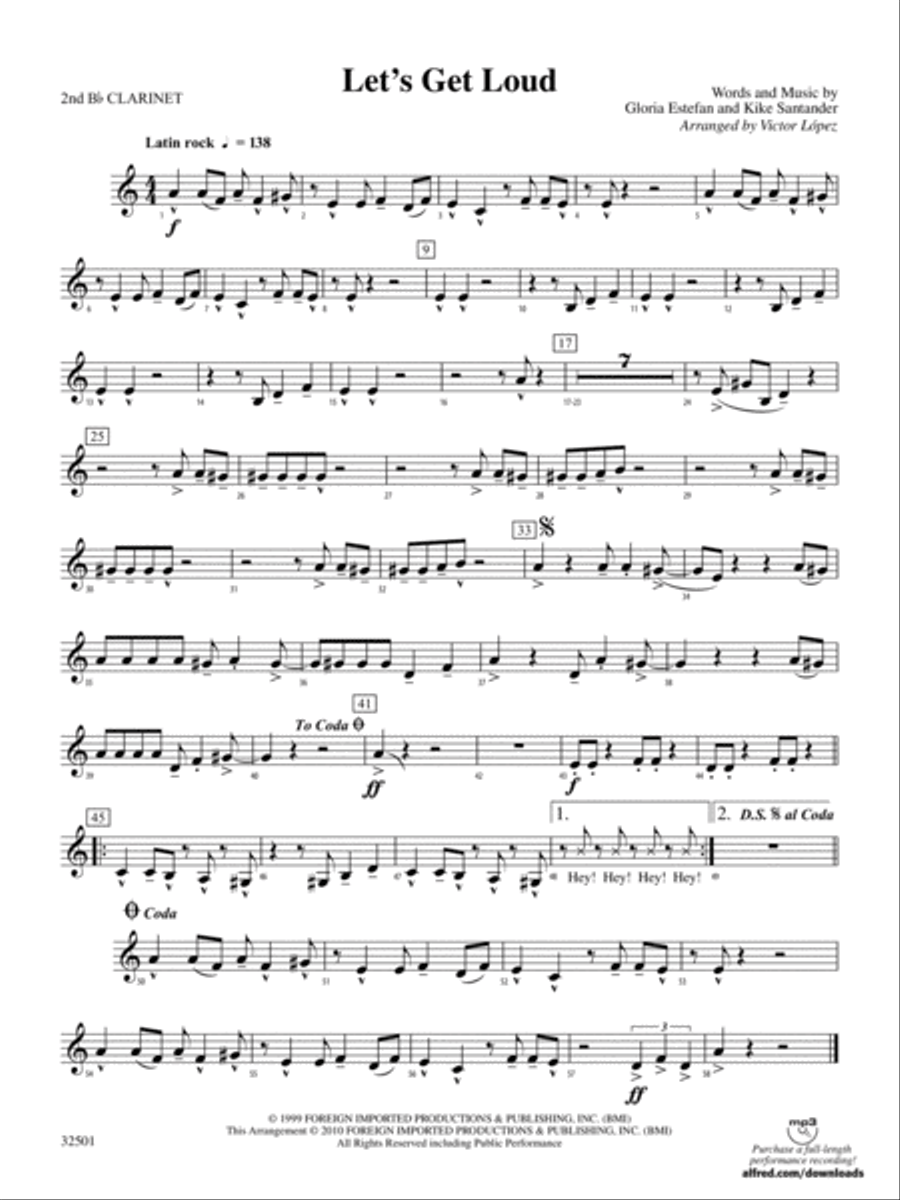 Let's Get Loud: 2nd B-flat Clarinet Concert Band scores gallery preview page 1