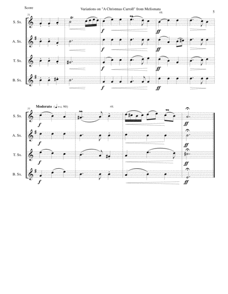 Variations on Remember, O Thou Man (from Ravenscroft's Melismata) for saxophone quartet image number null
