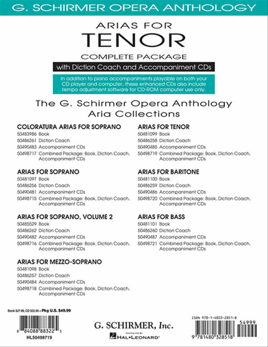 Arias for Tenor – Complete Package Voice Solo scores gallery preview page 2