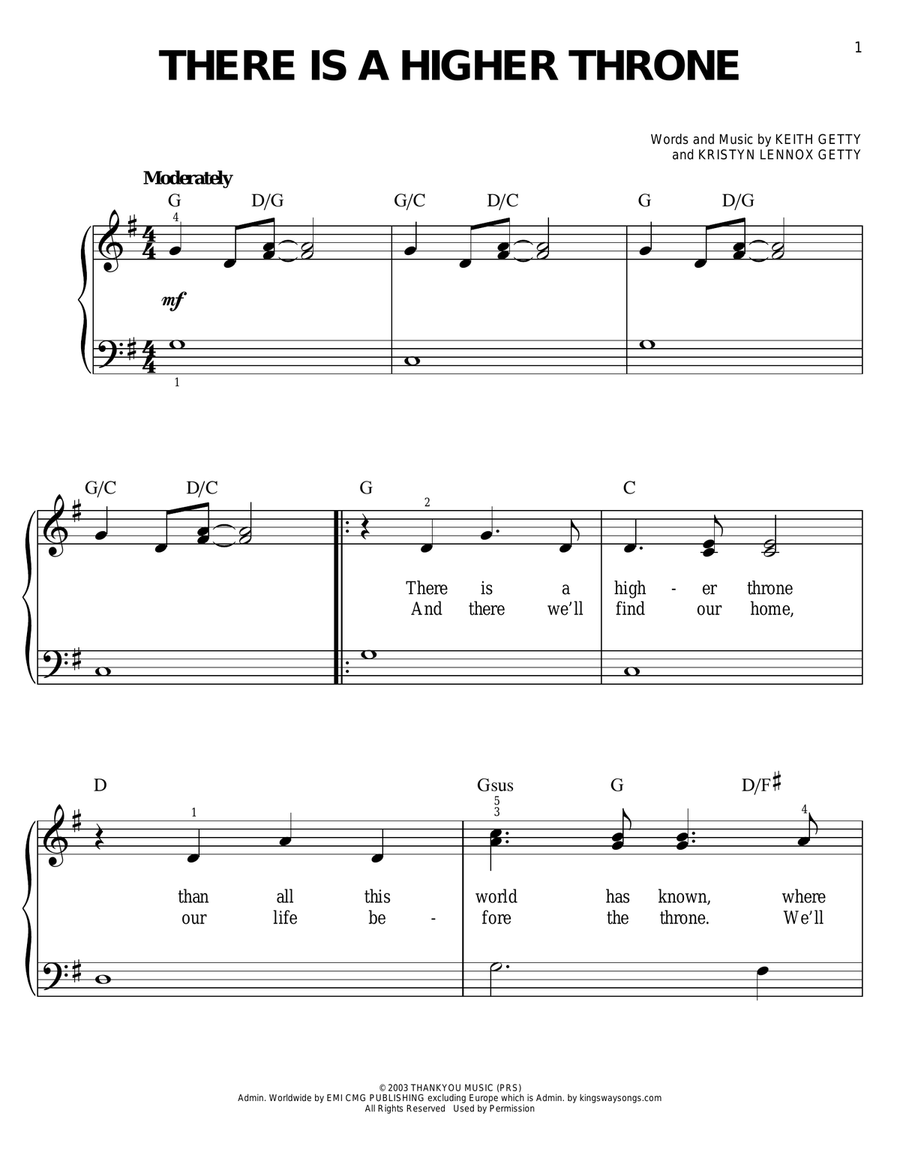 There Is A Higher Throne There Is A Higher Throne Easy Piano scores gallery preview page 1