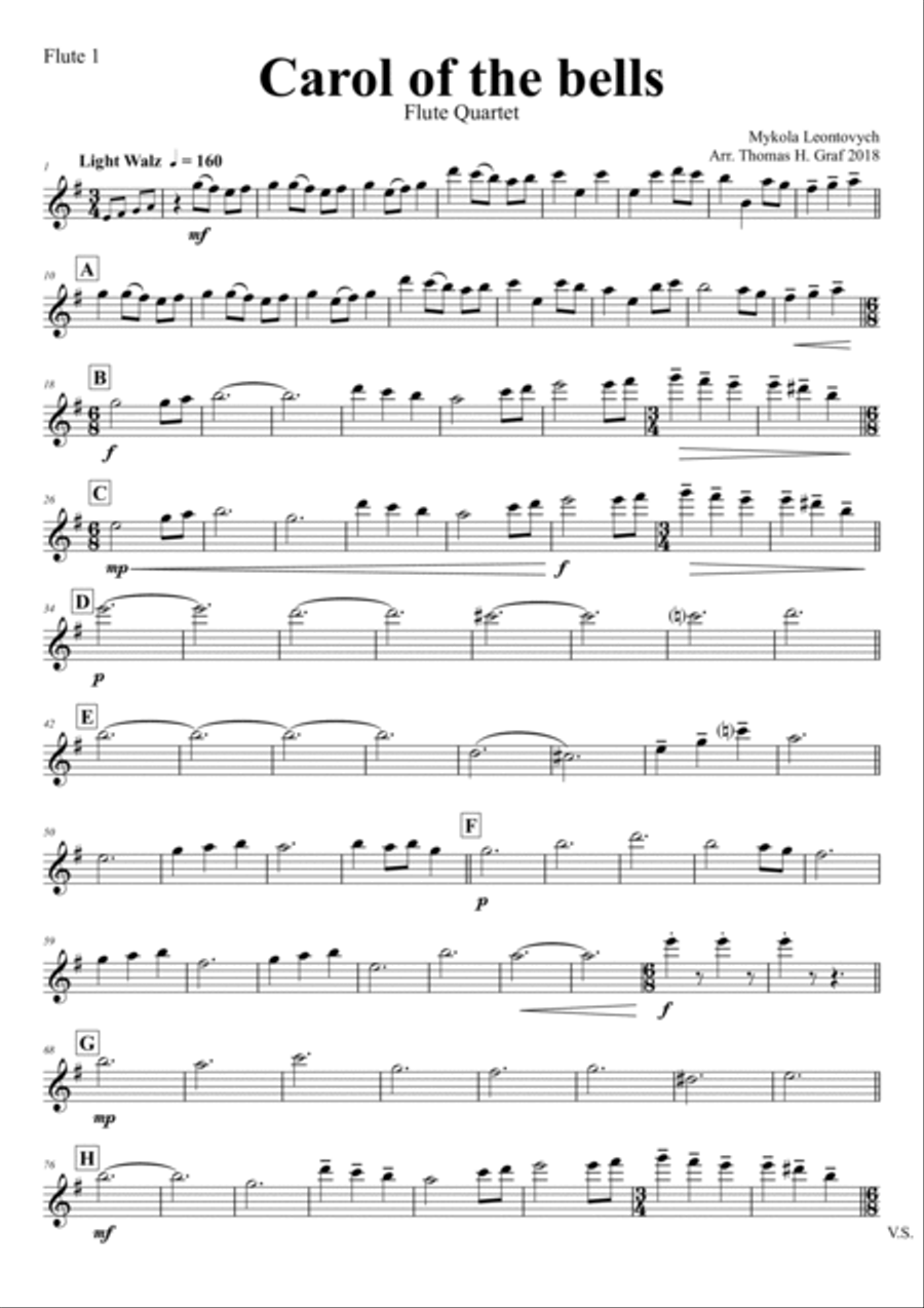 Carol of the Bells - Pentatonix style - Flute Quartet Flute Quartet scores gallery preview page 5