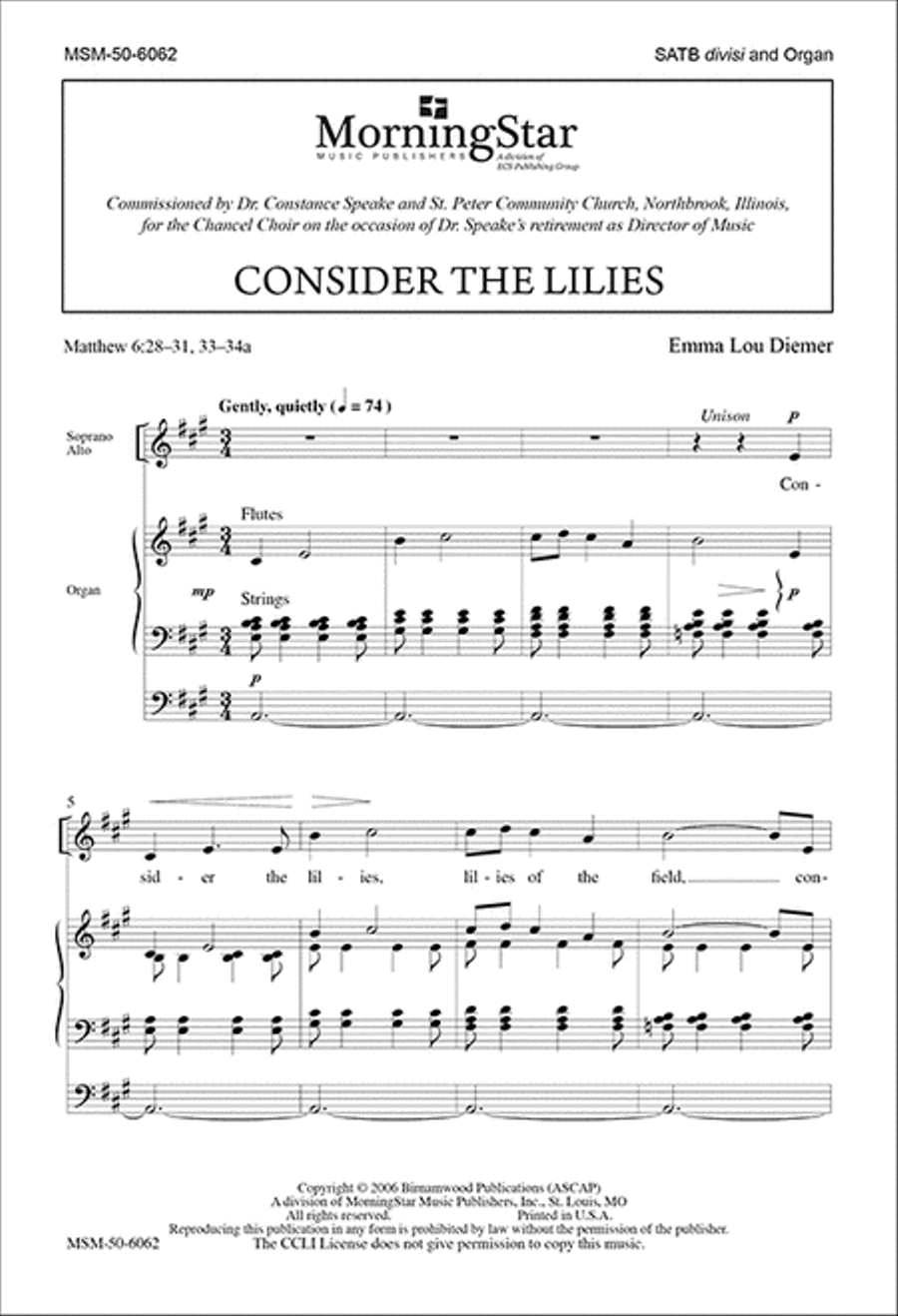 Consider the Lilies Divisi scores gallery preview page 1