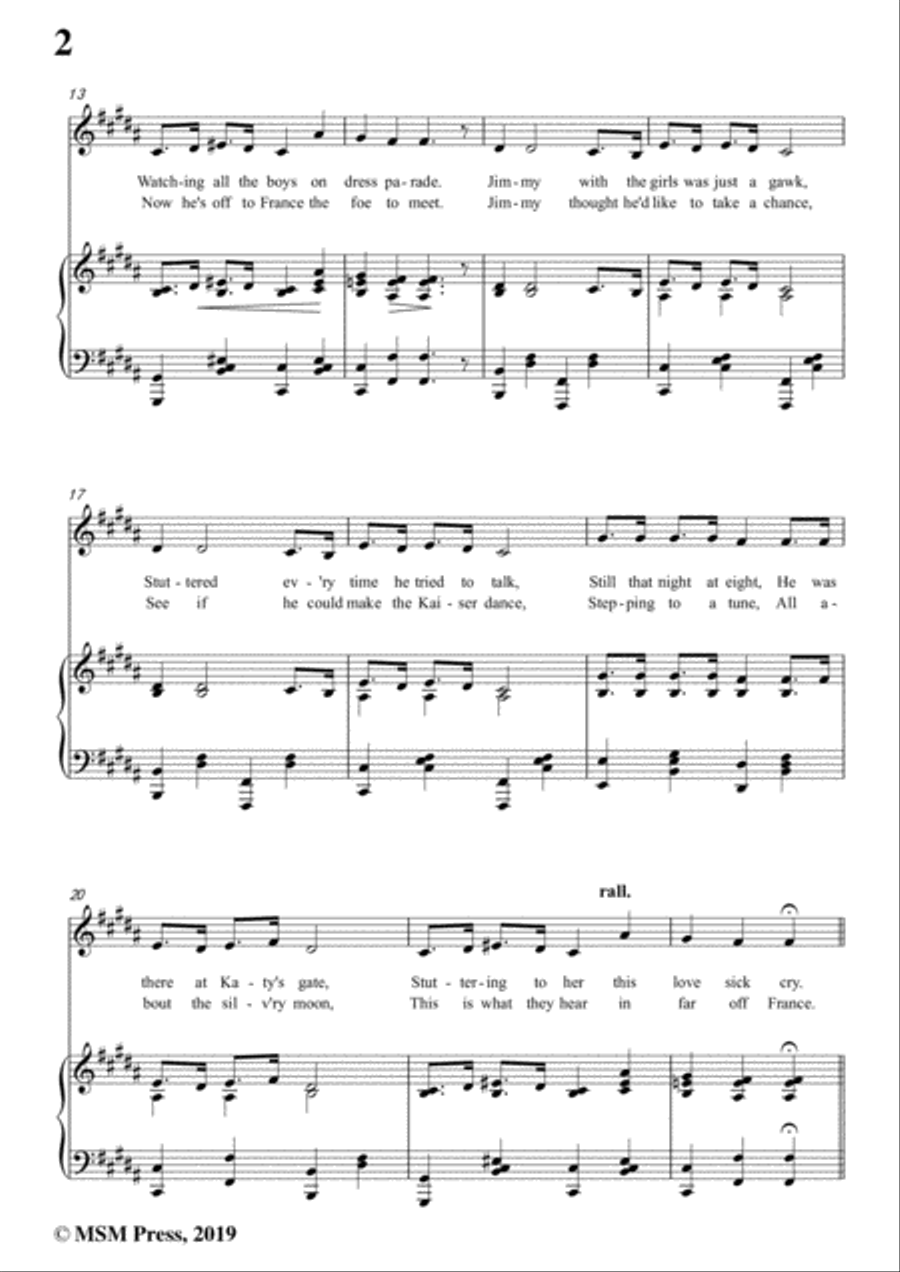 Geoffrey O'Hara-K-K-K-Katy,in B Major,for Voice and Piano Voice Solo scores gallery preview page 4