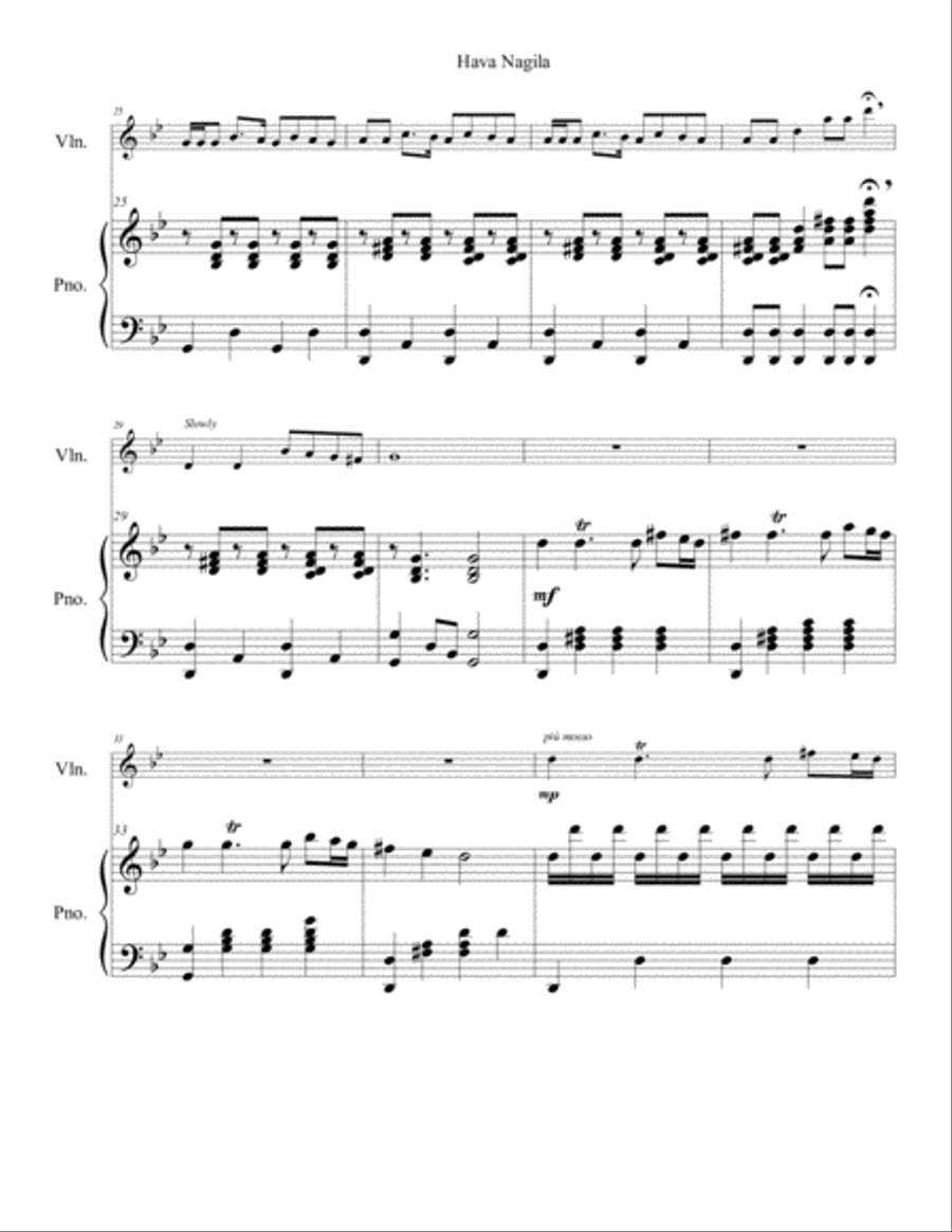 Hava Nagila Violin Solo scores gallery preview page 3