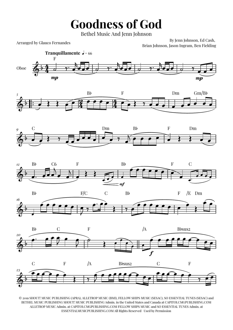 Goodness Of God Oboe Solo scores gallery preview page 1