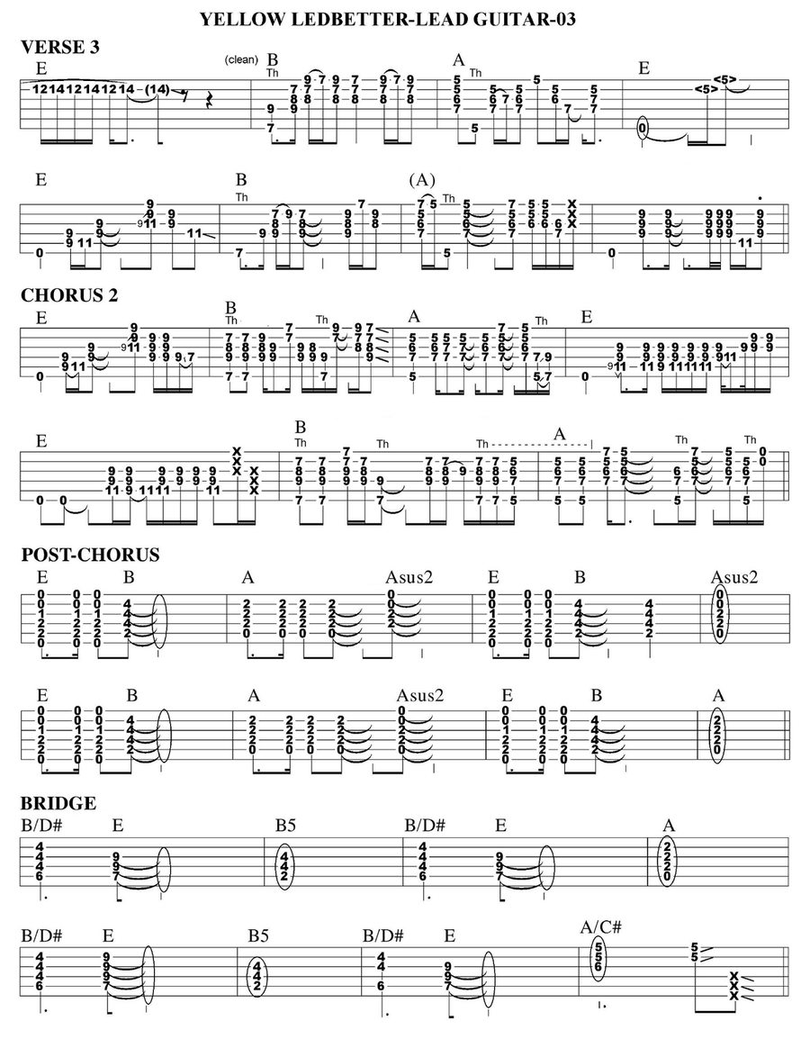 Yellow Ledbetter Guitar Tablature scores gallery preview page 3