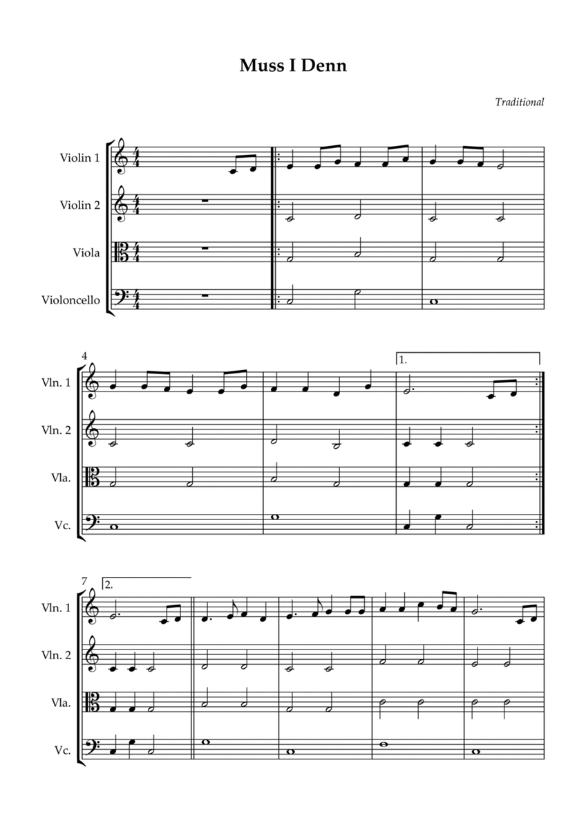 String Quartet - Muss I Denn (Easy) image number null