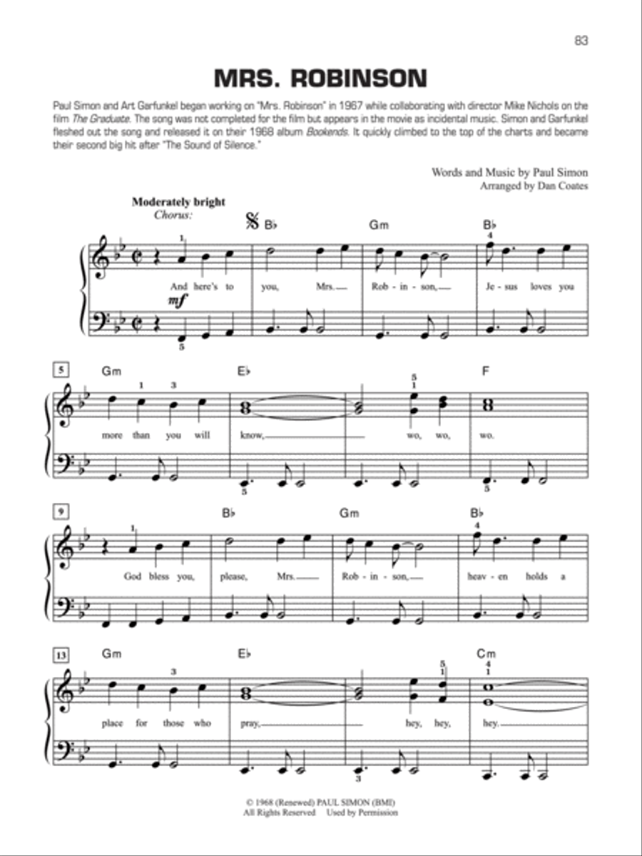 Decade by Decade 1960s Easy Piano scores gallery preview page 8