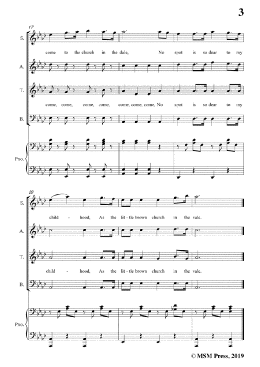 William S. Pitts-Little Brown Church,in A flat Major,for Voice and Piano Voice Solo scores gallery preview page 5