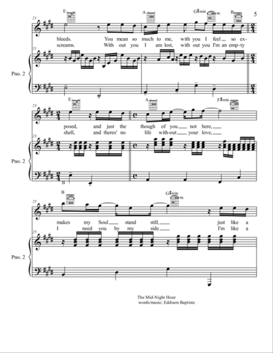 The Mid-Night Hour The Mid-Night Hour Piano, Vocal, Guitar scores gallery preview page 5