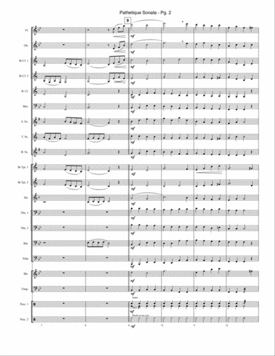 Theme from Pathetique Sonata for Band Concert Band scores gallery preview page 3