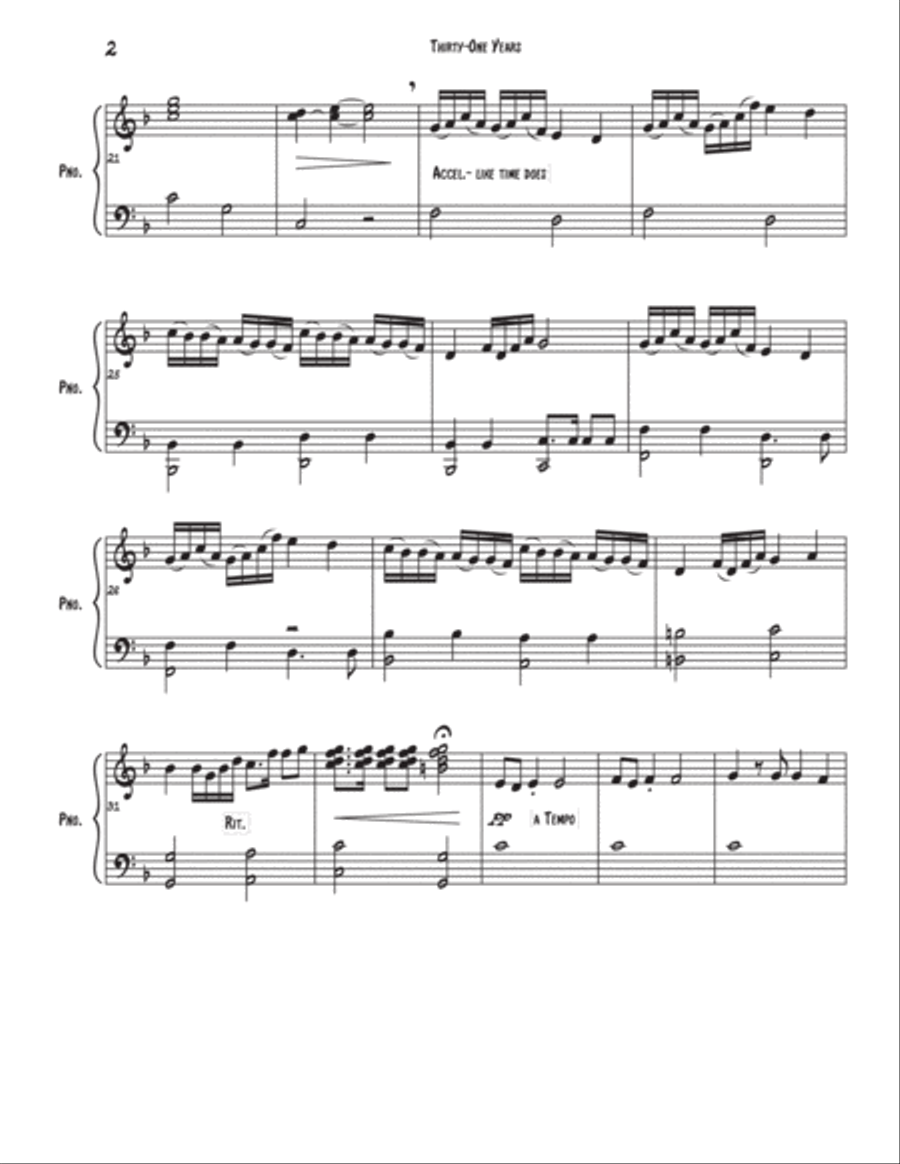 Thirty-One Years Piano Solo scores gallery preview page 2