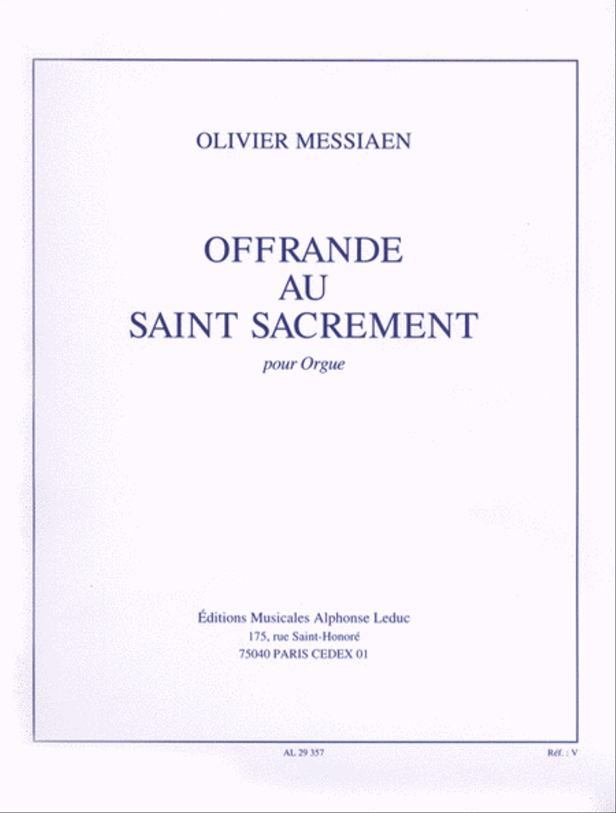 Offrande Au Saint Sacrement Pour Orgue