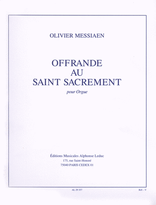 Book cover for Offrande Au Saint Sacrement Pour Orgue