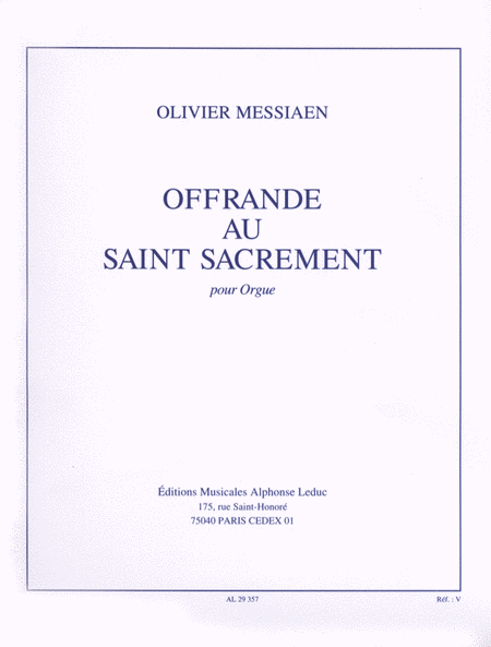 Offrande Au Saint Sacrement Pour Orgue