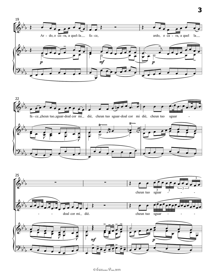 Ardo o cara a quella face, by Bassani, in E flat Major Voice scores gallery preview page 5