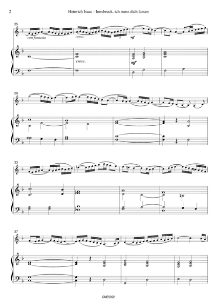 Heinrich Isaac - Innsbruck, ich muss dich lassen - Violin arrangement