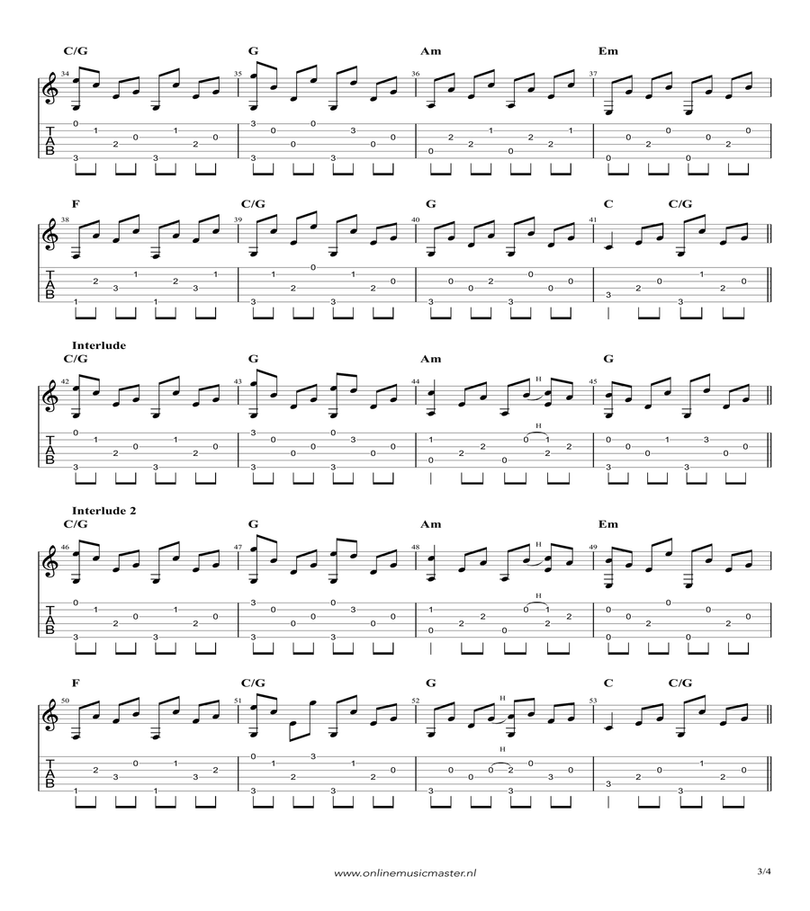Streets Of London Guitar Tablature scores gallery preview page 3